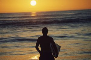 Sunset surf, Mission beach, San Diego
