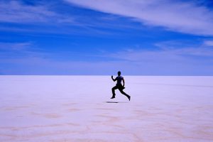 Me...running, salt flats, Bolivia